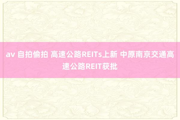 av 自拍偷拍 高速公路REITs上新 中原南京交通高速公路REIT获批