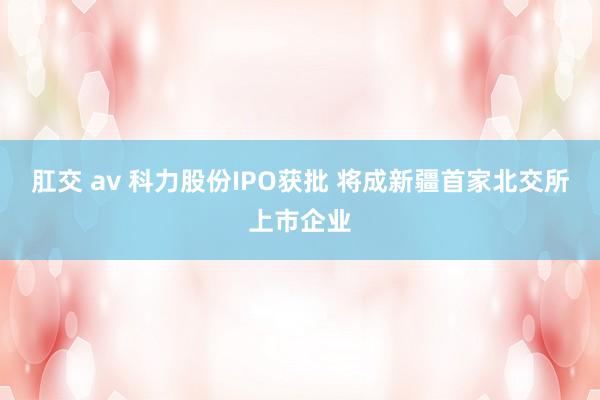 肛交 av 科力股份IPO获批 将成新疆首家北交所上市企业