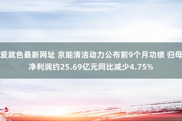 爱就色最新网址 京能清洁动力公布前9个月功绩 归母净利润约25.69亿元同比减少4.75%