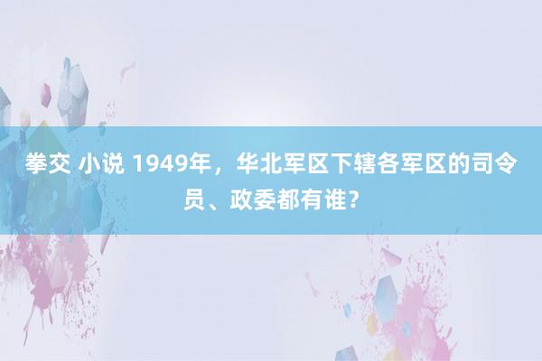 拳交 小说 1949年，华北军区下辖各军区的司令员、政委都有谁？