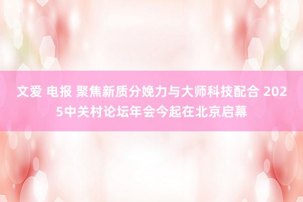 文爱 电报 聚焦新质分娩力与大师科技配合 2025中关村论坛年会今起在北京启幕