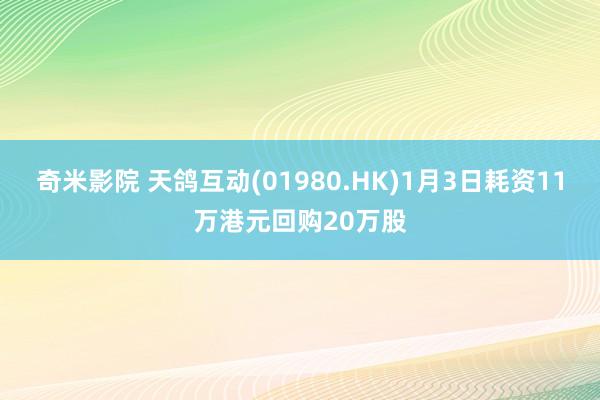 奇米影院 天鸽互动(01980.HK)1月3日耗资11万港元回购20万股