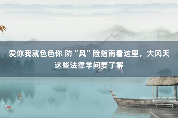 爱你我就色色你 防“风”险指南看这里，大风天这些法律学问要了解